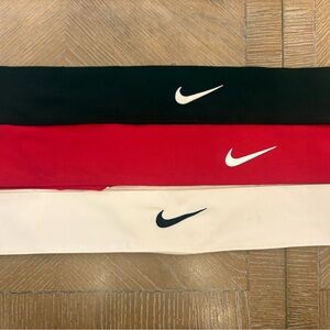 Nike Black, Red, and White Headbands Trio